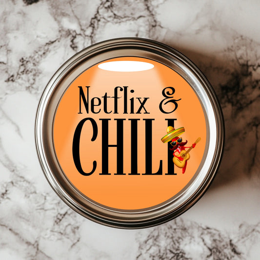Funny Netflix & Chili Sticker - 2.25" Vinyl, Waterproof, adding kitchen humor gift flair to your home.