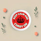 Keep Calm And Curry On Sticker - 2.25" Vinyl Kitchen Humor, Waterproof & Dishwasher-Safe sticker ideal for decorating kitchens and spice jars.