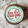 It’s Go Thyme Motivational Herb Sticker - 2.25" Vinyl, Waterproof, Dishwasher-Safe, perfect as funny spice jar labels for herb enthusiasts and kitchen organizers.