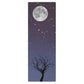 Meteor shower yoga mat featuring a full moon design with falling stars, shown in use with feet positioned on the mat.