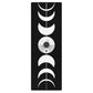 Moon cycles yoga mat featuring a minimalist black and white design with crescent moon phases arranged vertically.