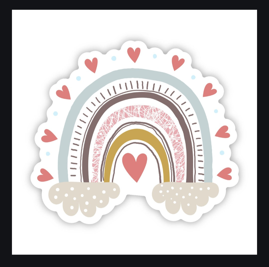 Close-up of the Heartfelt Rainbow Sticker illustrating its elegant matte finish and the heart at the base, ideal for uplifting home decor.
