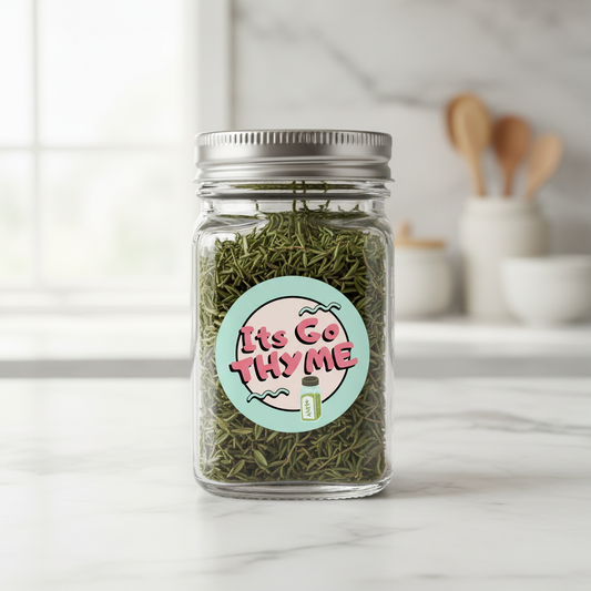 It's Go Thyme on Spice Jar