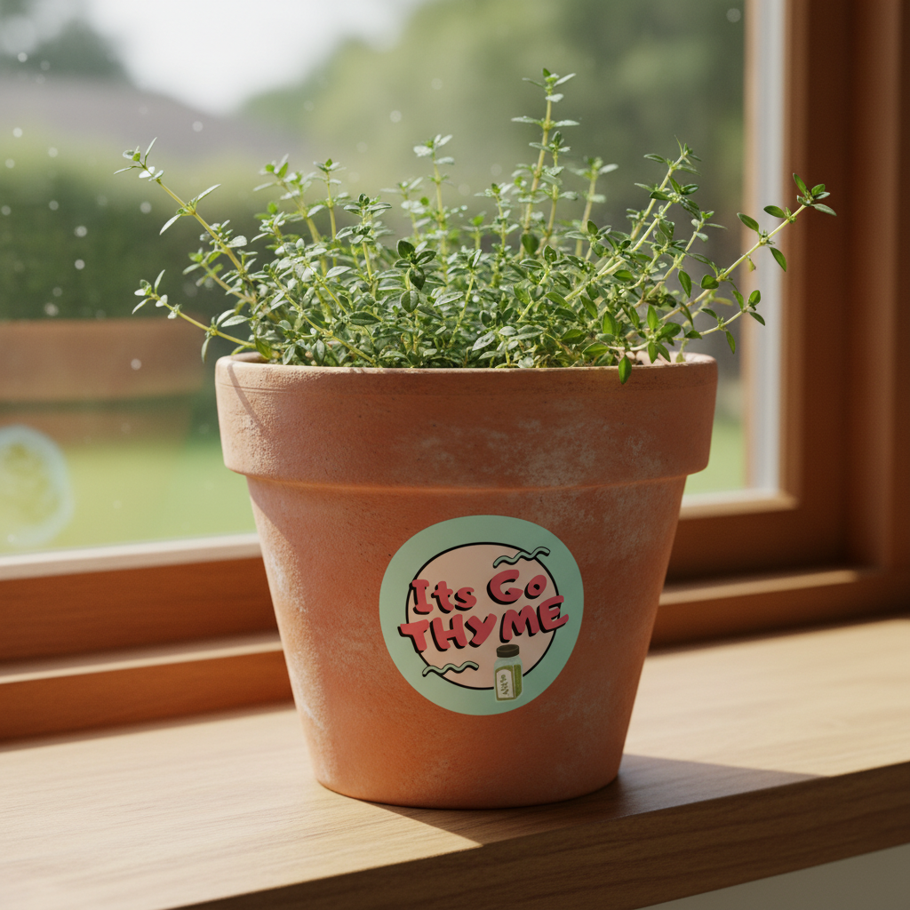 It's Go Thyme on Terracotta Pot
