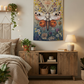 Luminous Moth Tapestry Bedroom Mockup 1