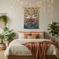 Luminous Moth Tapestry Bedroom Mockup 2