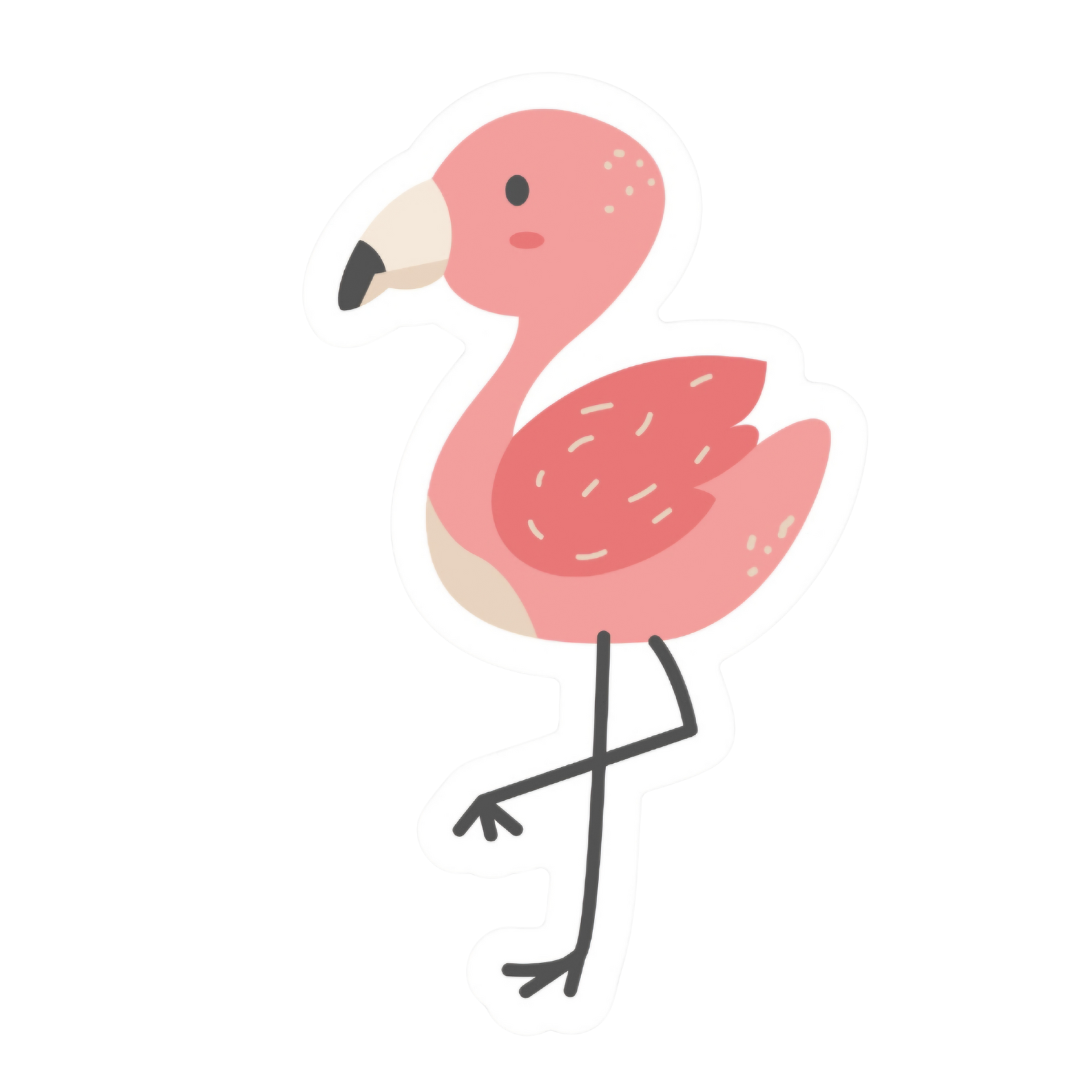 Fancy Flamingo Waterproof Sticker - Durable Vinyl for Laptop, Water Bottle & Beach Gear - An outdoor scene featuring the vibrant flamingo vinyl laptop sticker on a water bottle.