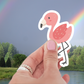 Fancy Flamingo Waterproof Sticker - Durable Vinyl for Laptop, Water Bottle & Beach Gear - Unique die-cut flamingo vinyl laptop sticker ideal for summer fun.